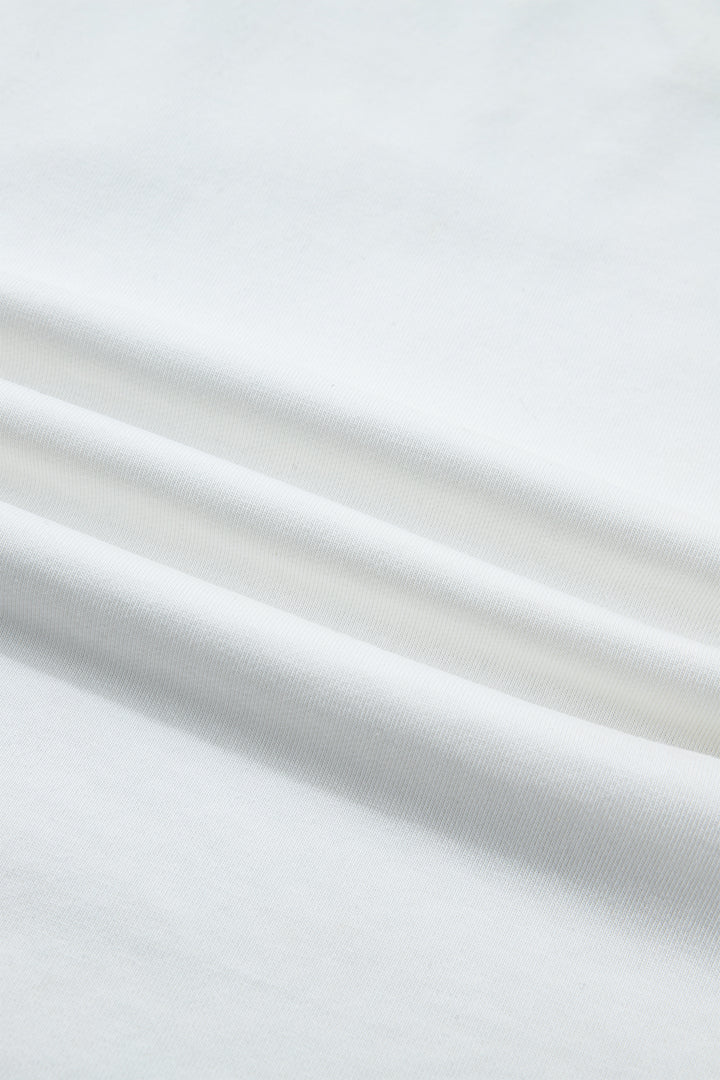 White Patriot Star Patched Notched Neck Mineral Washed Tee