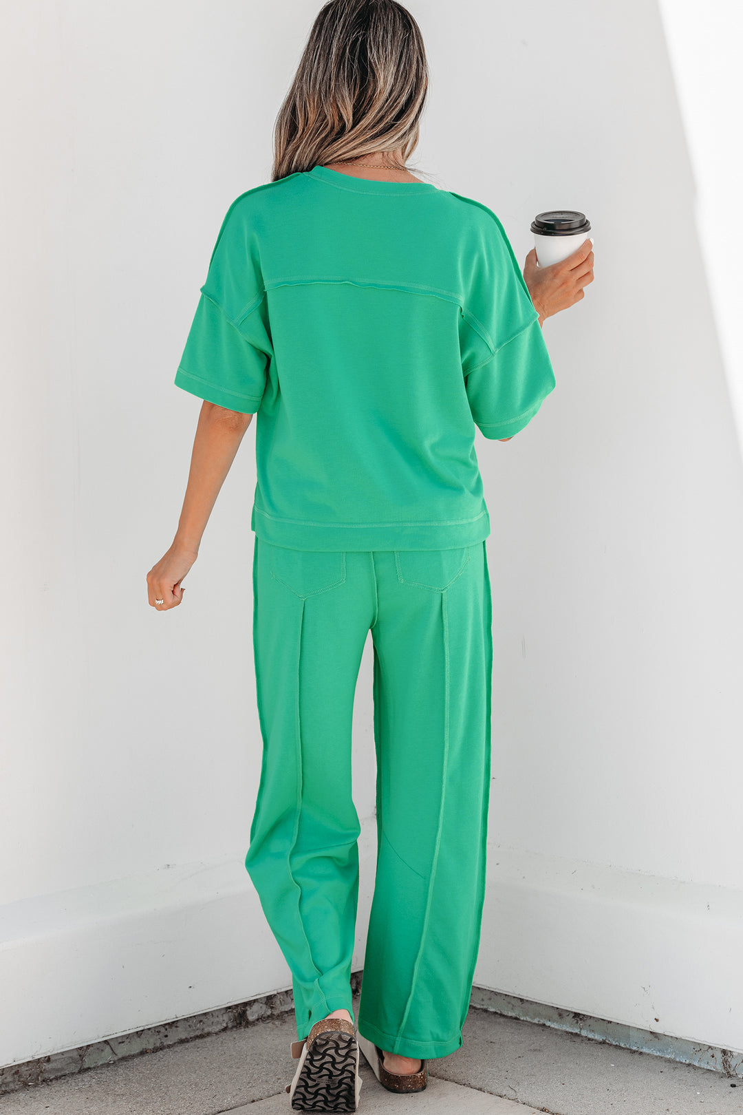 Mint Green Drop Shoulder Boxy Tee and Barrel Pants Set