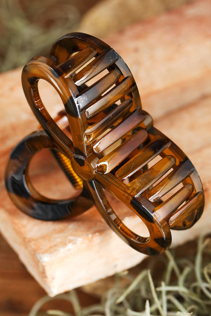 Pince à cheveux ajourée à imprimé léopard