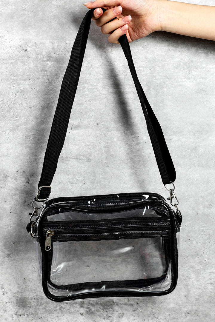 Multi-Pocket Contrast Edge Detachable Strap Clear Shoulder Bag