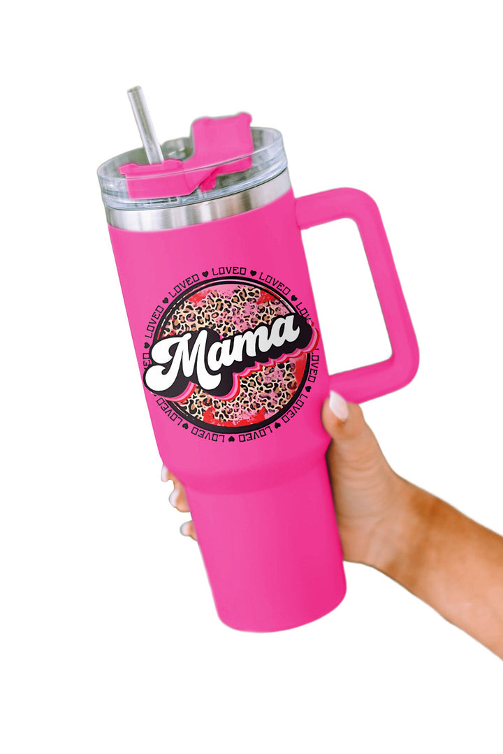 Tasse isotherme en acier inoxydable à imprimé léopard Mama avec poignée 40 oz