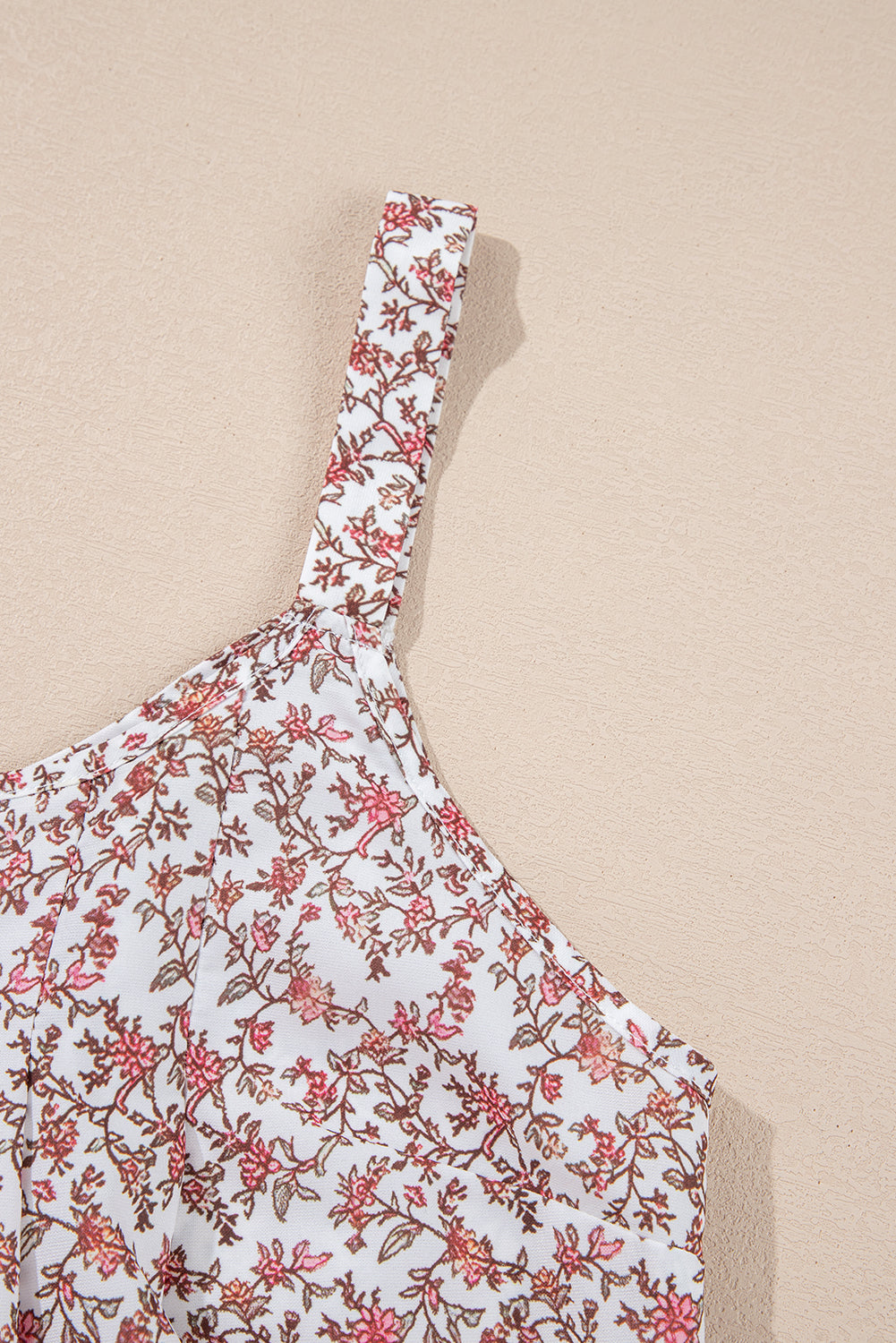 Bohemian Floral Pleated U Neck Vest