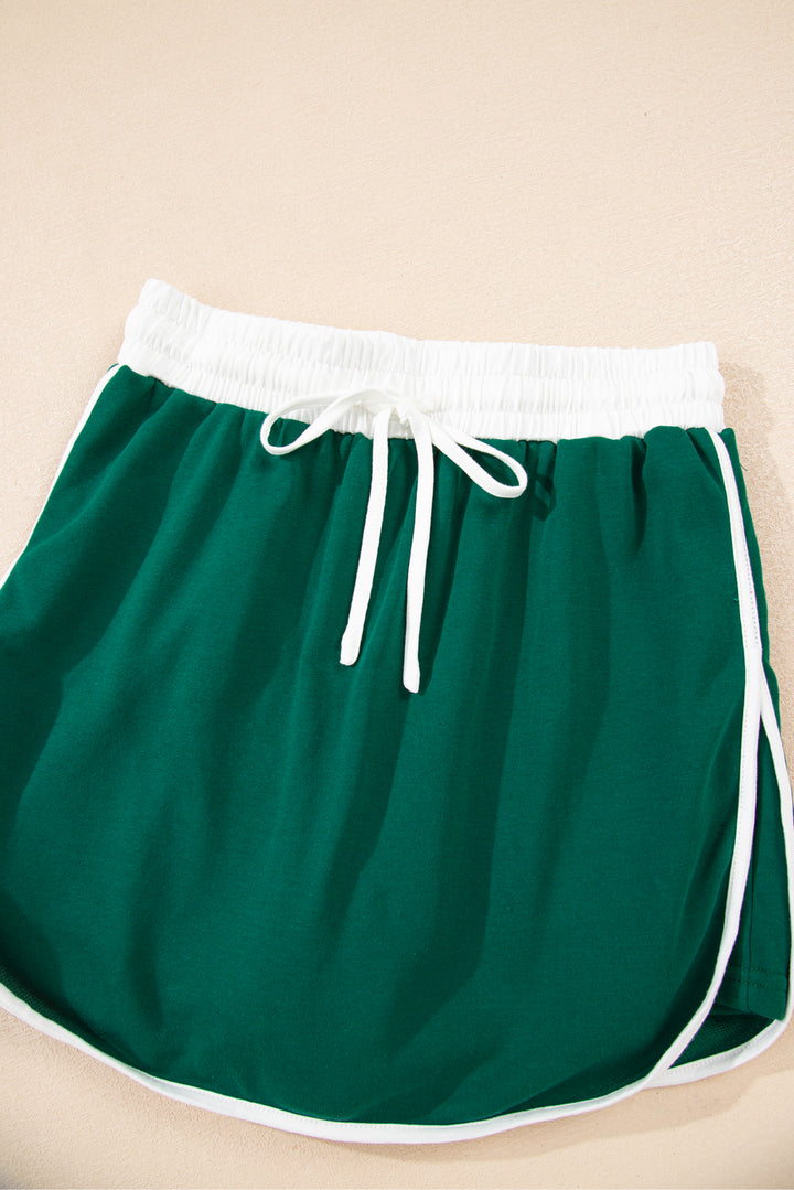 Evergreen Varsity Stripe Detail Pullover Mini Skort Set