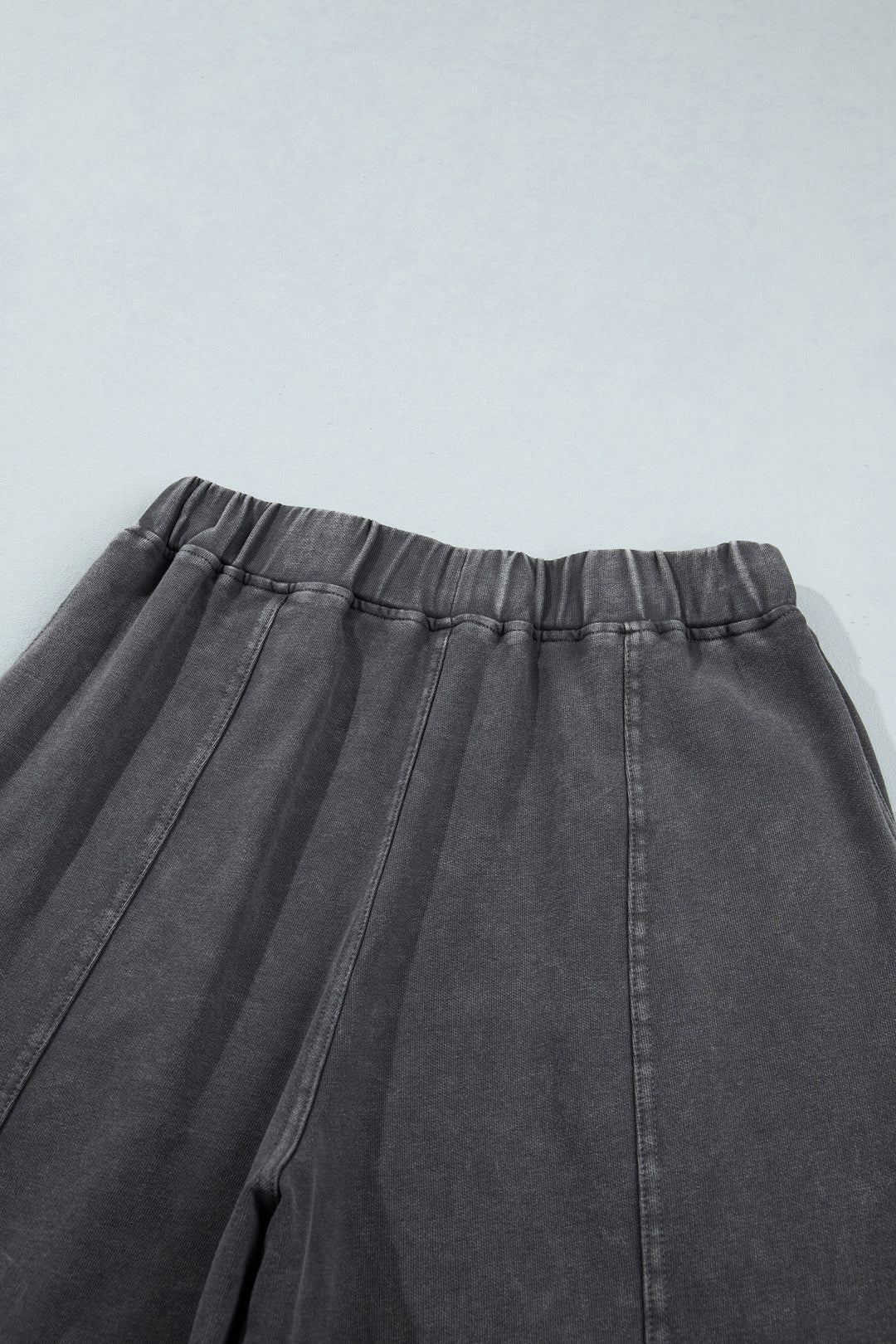 Carbon Grey Mineral Wash Seam Detail Elastic Waist Barrel Pants