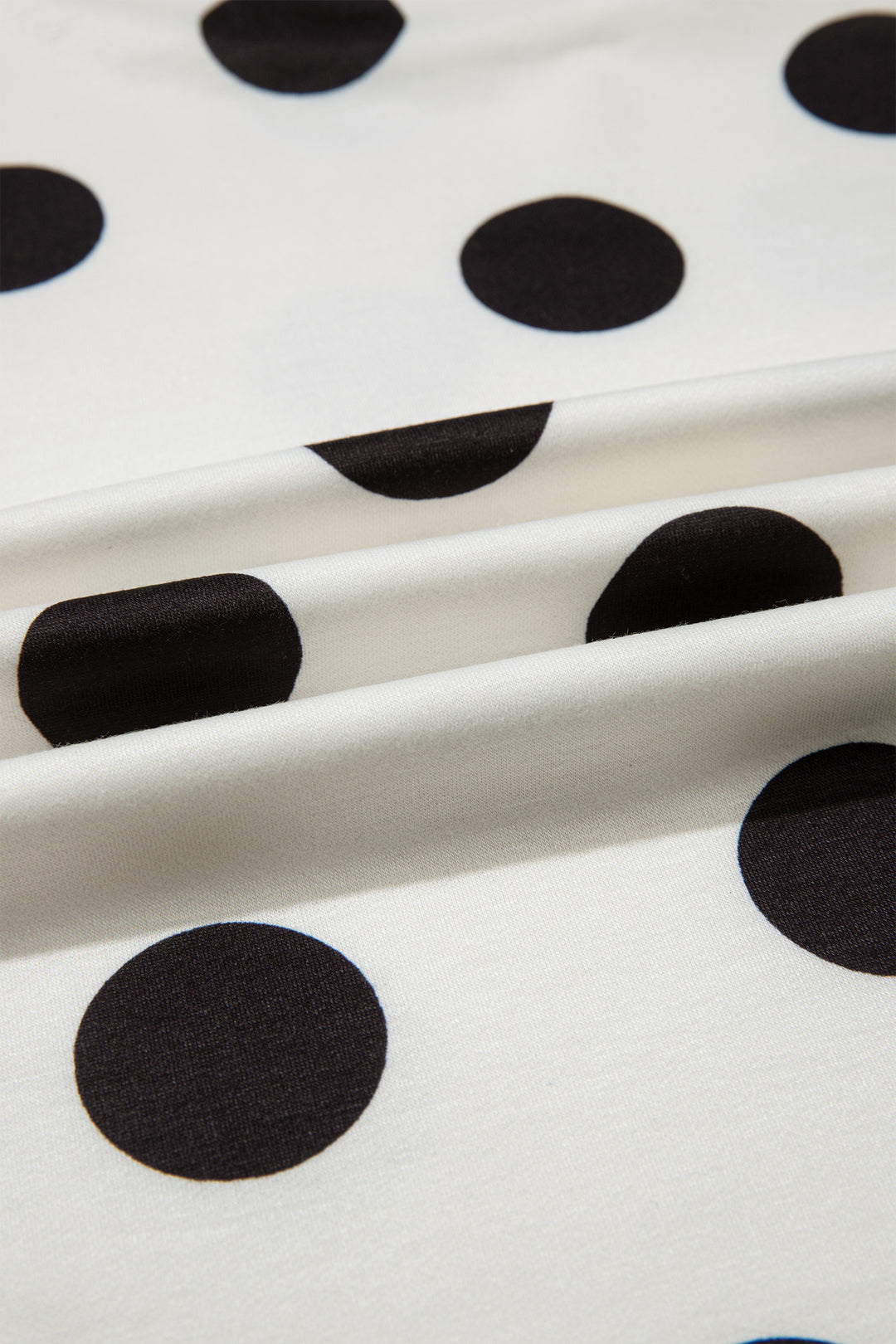 Black Polka Dot Print Loose Tee Drawstring Elastic Waist Short Set