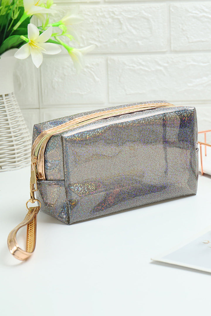 Basic einfarbige quadratische Make-up-Tasche aus PU