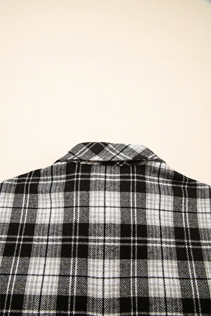 Plaid Print Chest Pockets Buttoned Shirt