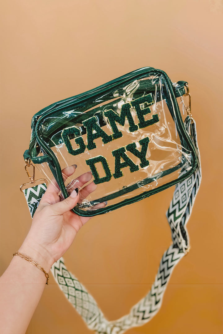 GAME DAY Chenille Embroidered Clear PVC Shoulder Bag