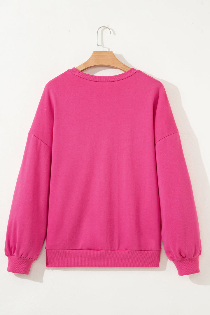 Lucky Clover Embroidered Loose Pullover Sweatshirt