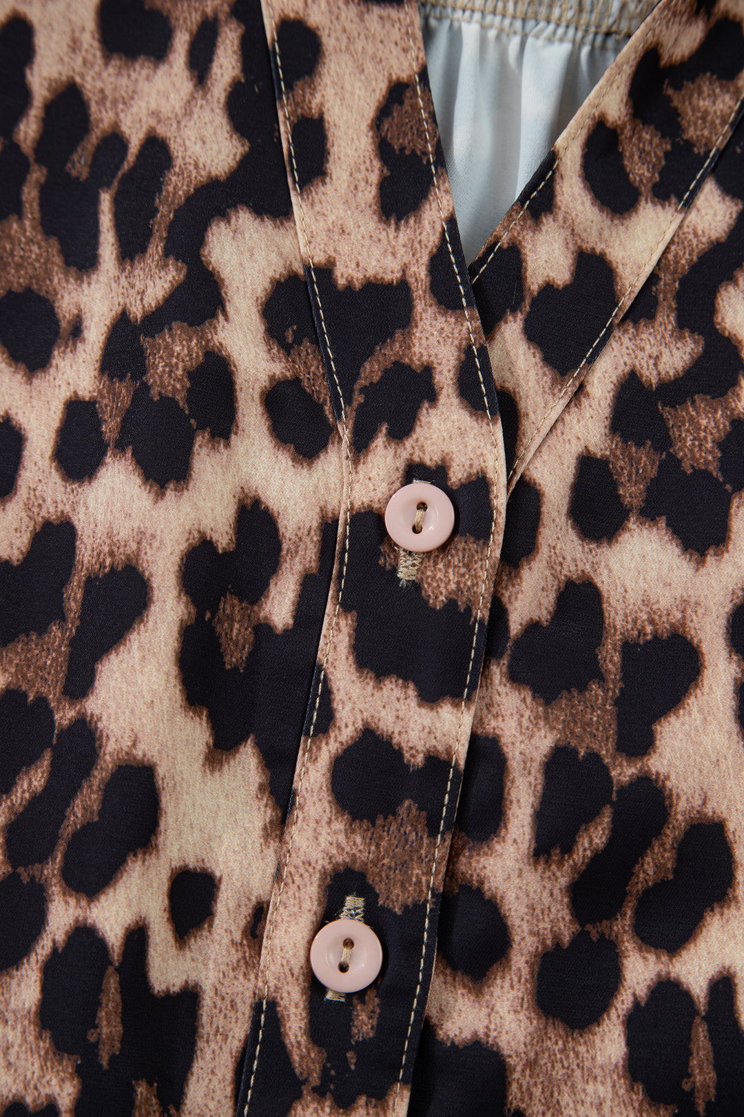 Leopard Print Button Down Lace Trim Short Sleeve Shirt
