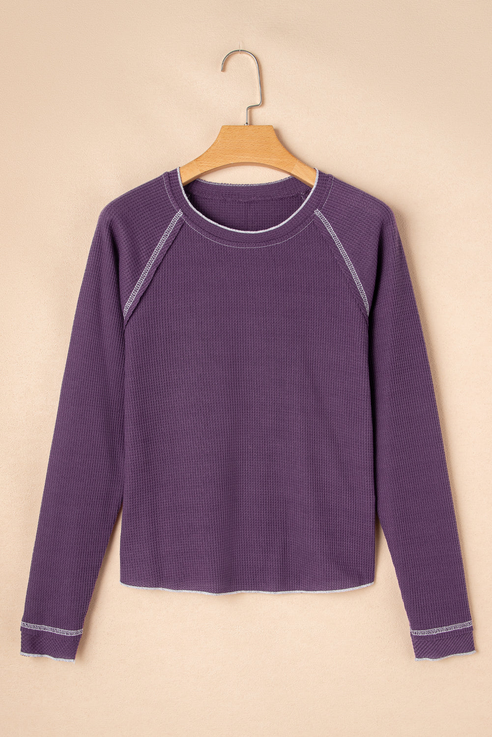 Textured Round Neck Long Sleeve Top