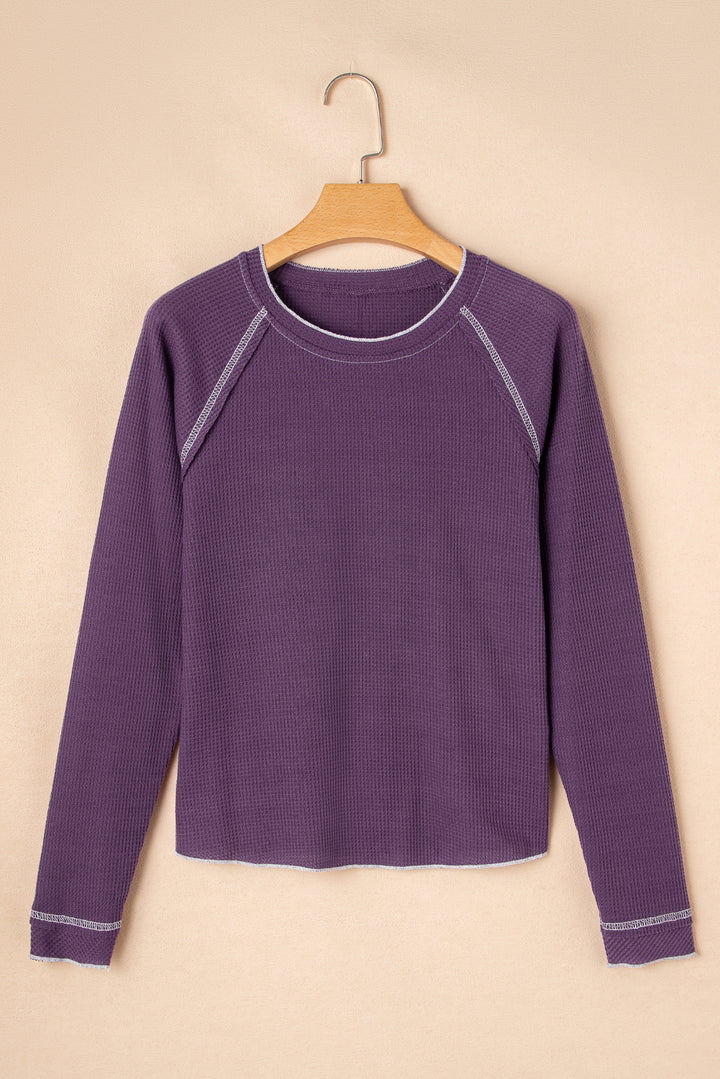 Textured Round Neck Long Sleeve Top