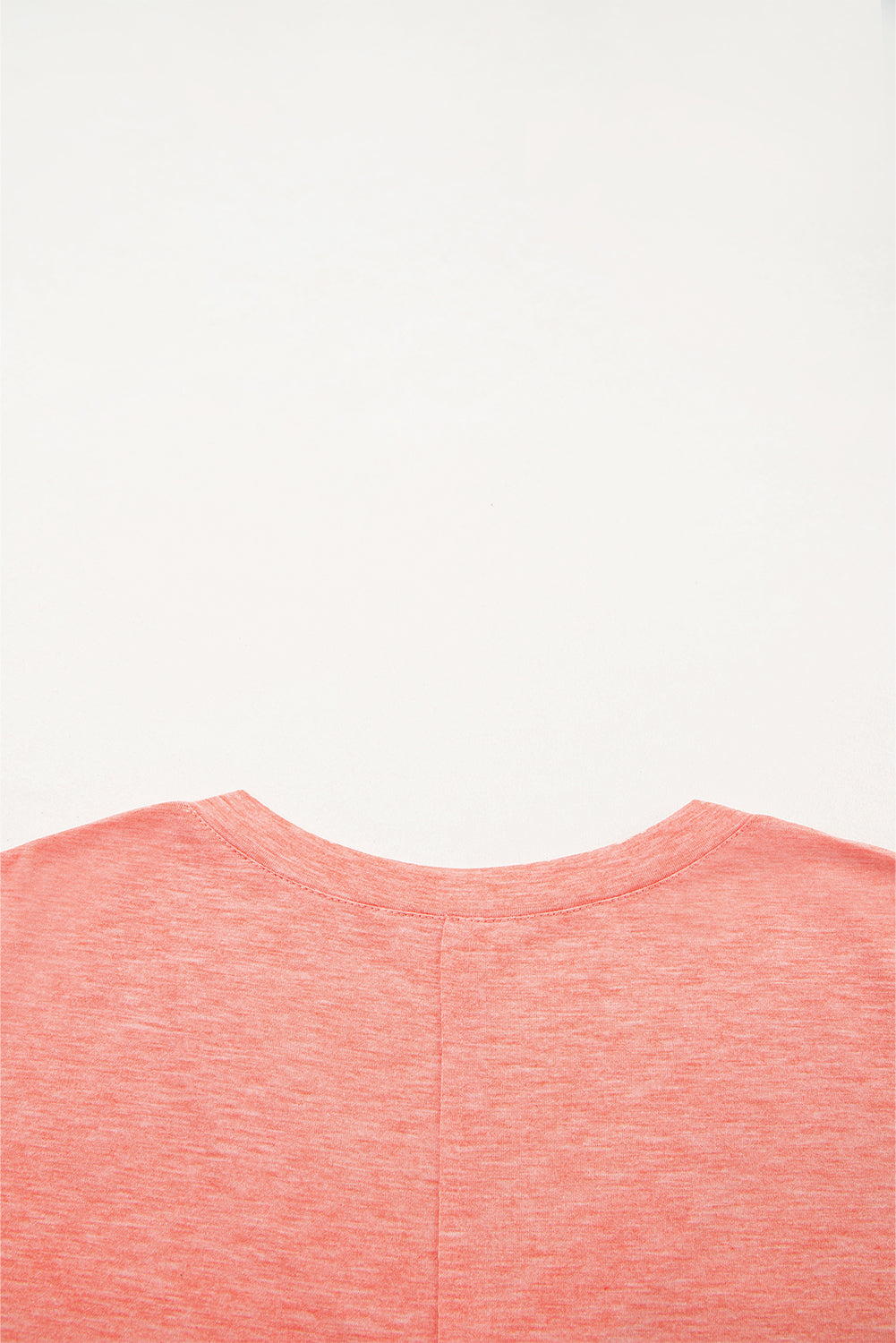 Floral Patchwork V Neck Long Sleeve T Shirt