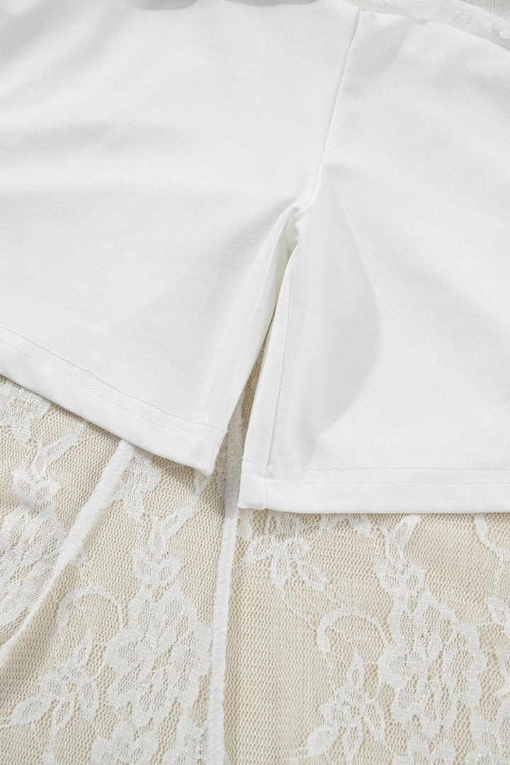 Chic White Sheer Floral Lace Flowy Maxi Skirt