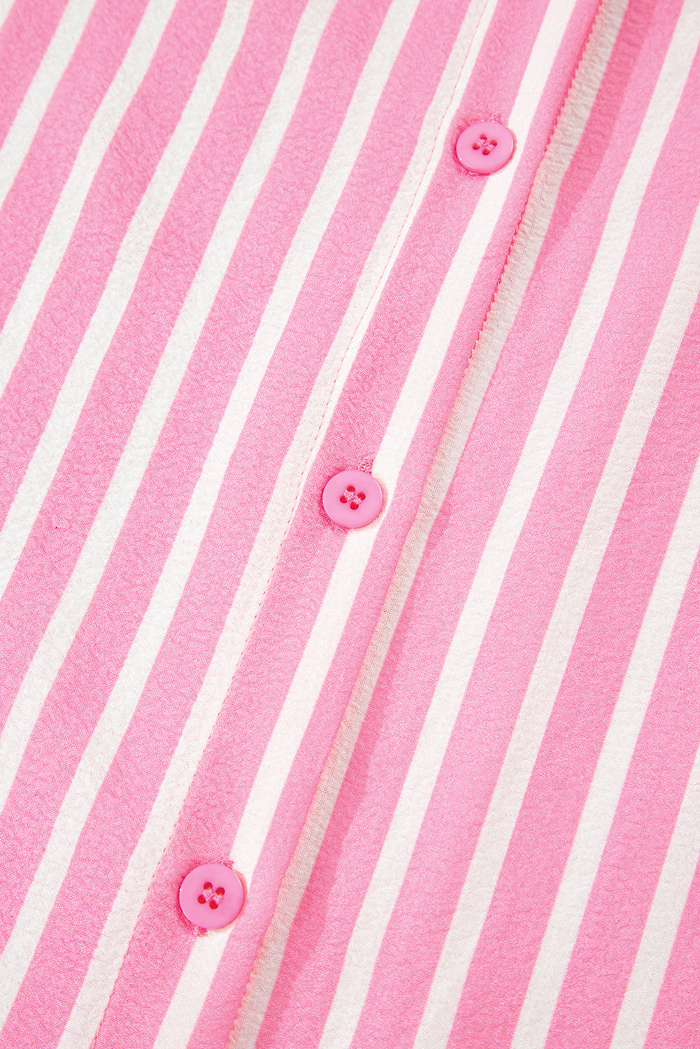 Pink Stripe Buttoned Front Long Sleeve Top and Pants 2 Piece Sleepwear