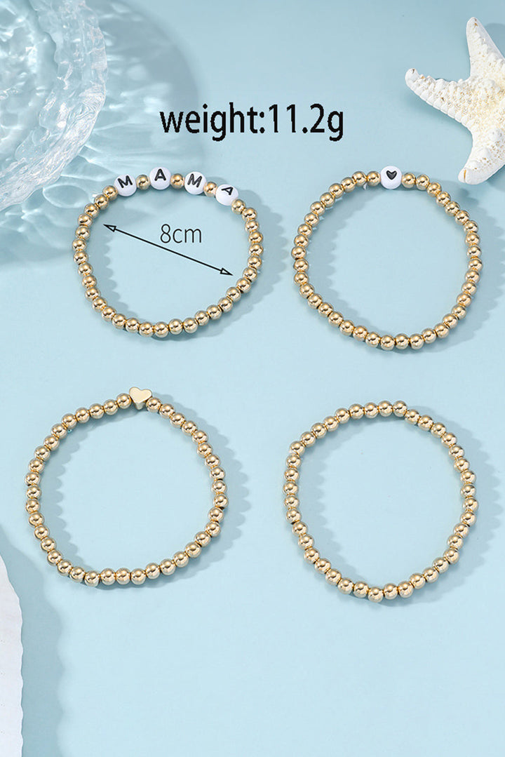 Ensemble de 4 bracelets MAMA Heart Bead