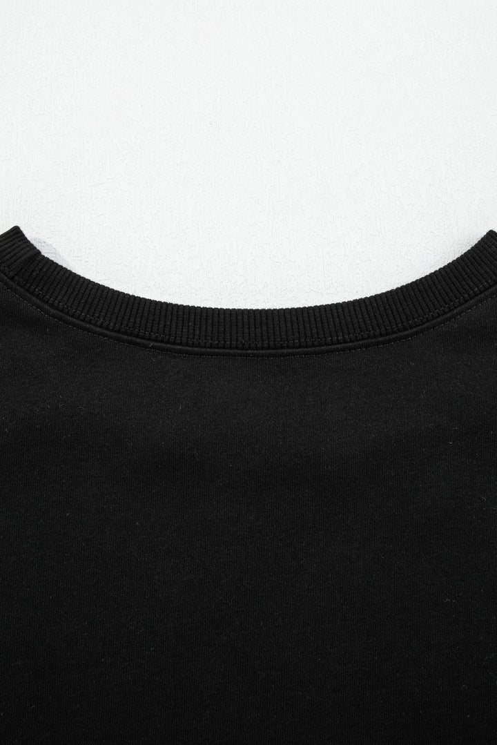 Black Varsity Stripe Detail Drop Shoulder Pullover Mini Skort Set