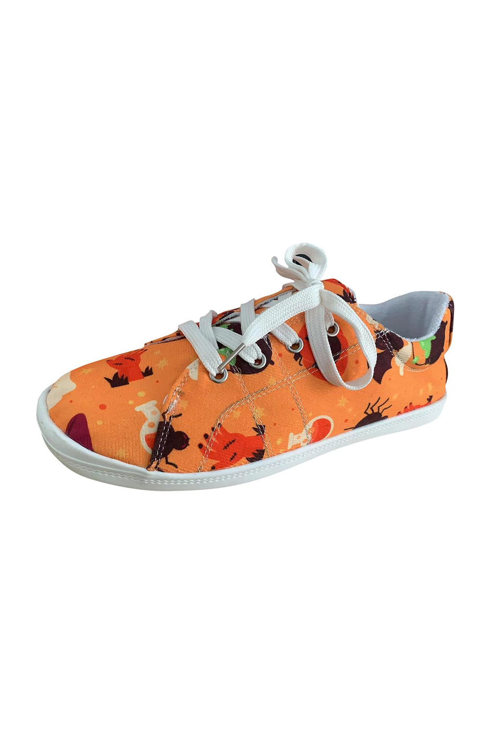 Halloween Pumpkin Ghost Print Lace-up Flat Shoes