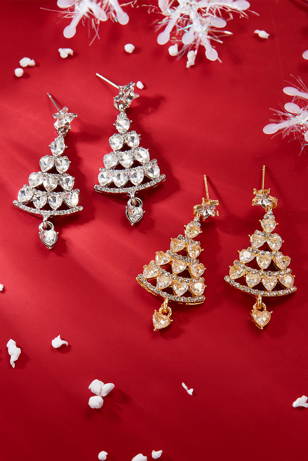 Diamant-Ohrringe mit Weihnachtsbaum-Nieten