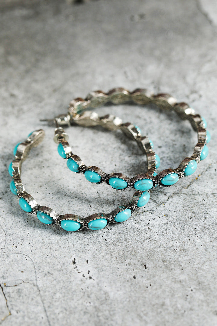 Gem Inlay Retro C-shape Earrings