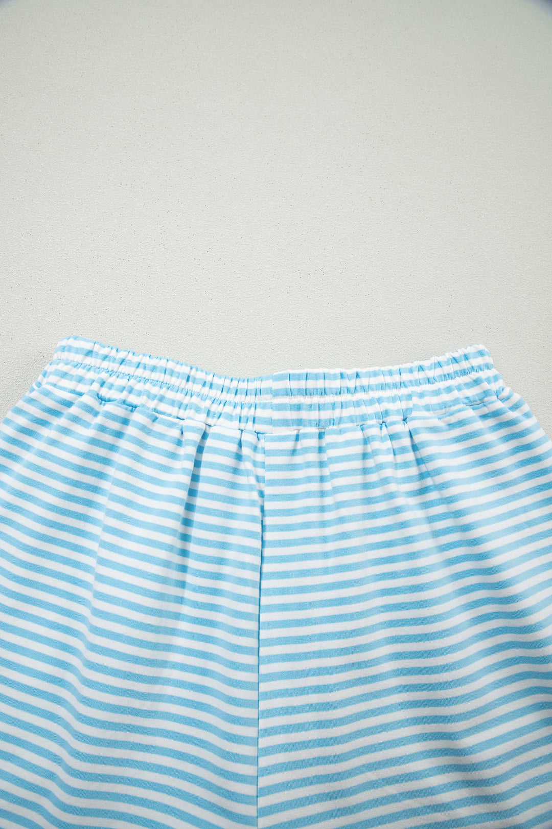 Sky Blue Stripe Oversize Mock Neck Sweatshirt and Shorts Set