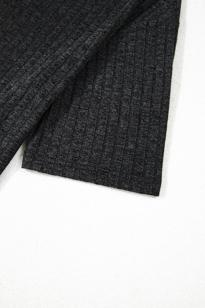 Black Soft Ribbed Loose Tee Slim Shorts 2pcs Sporty Set