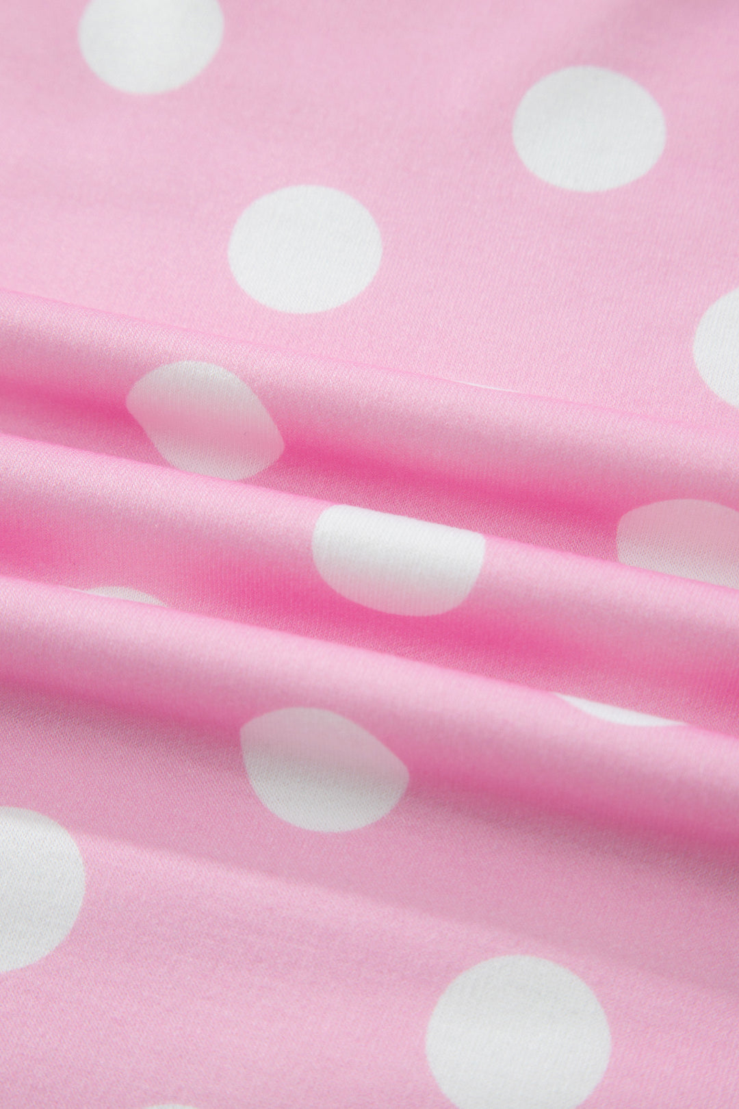 Pink Polka Dot Contrast Edge Casual Short Set