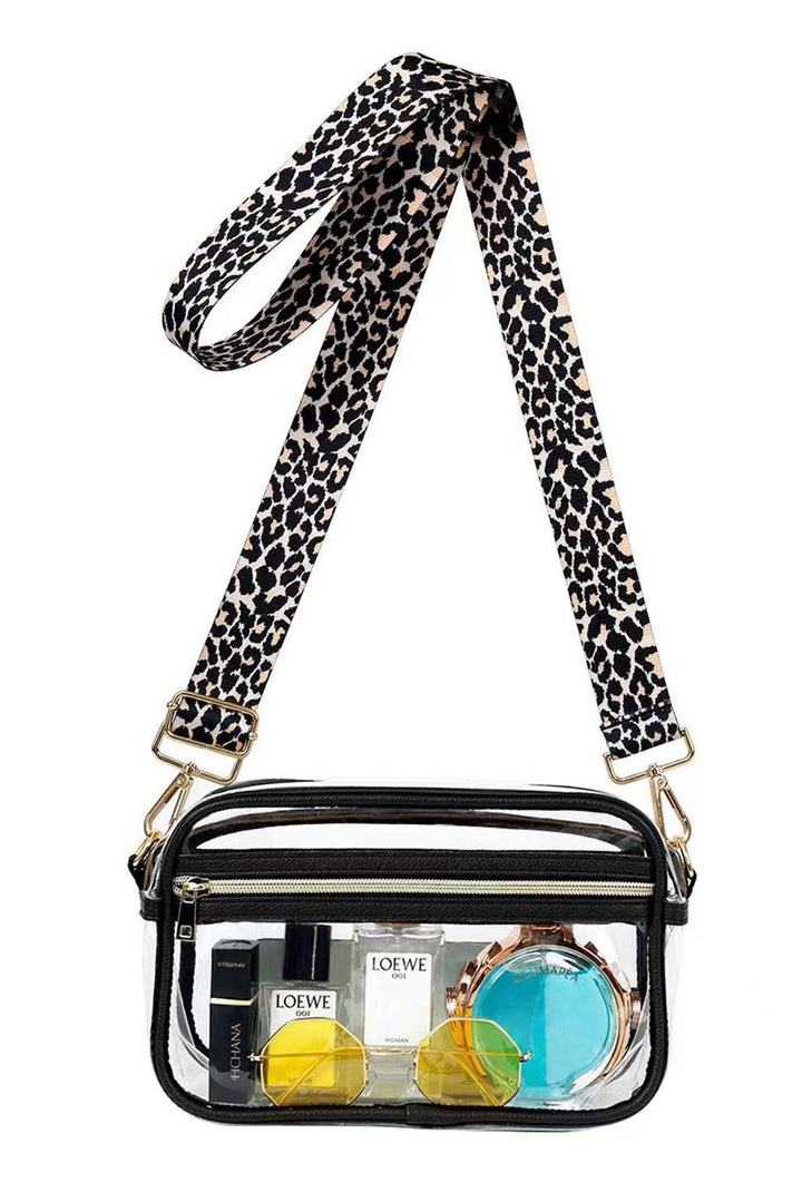 Leopard Strap Clear Crossbody Bag