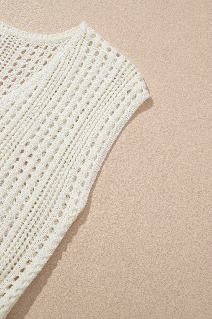 open knit drawstring waist beach dress