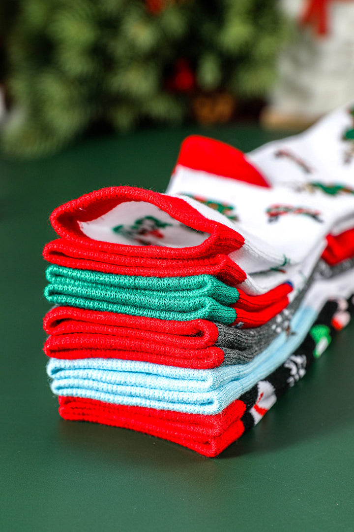 Lot de 5 paires de chaussettes de Noël avec motif dessin animé et boîte