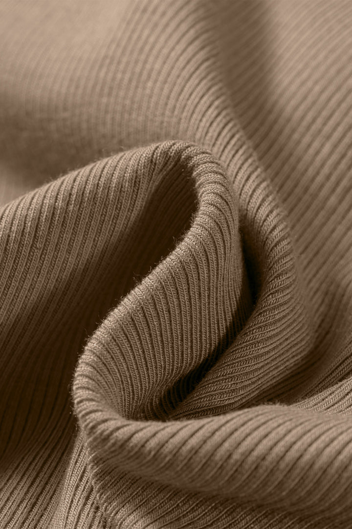 Summer Dark Khaki Slim Ribbed Padded Tank Top