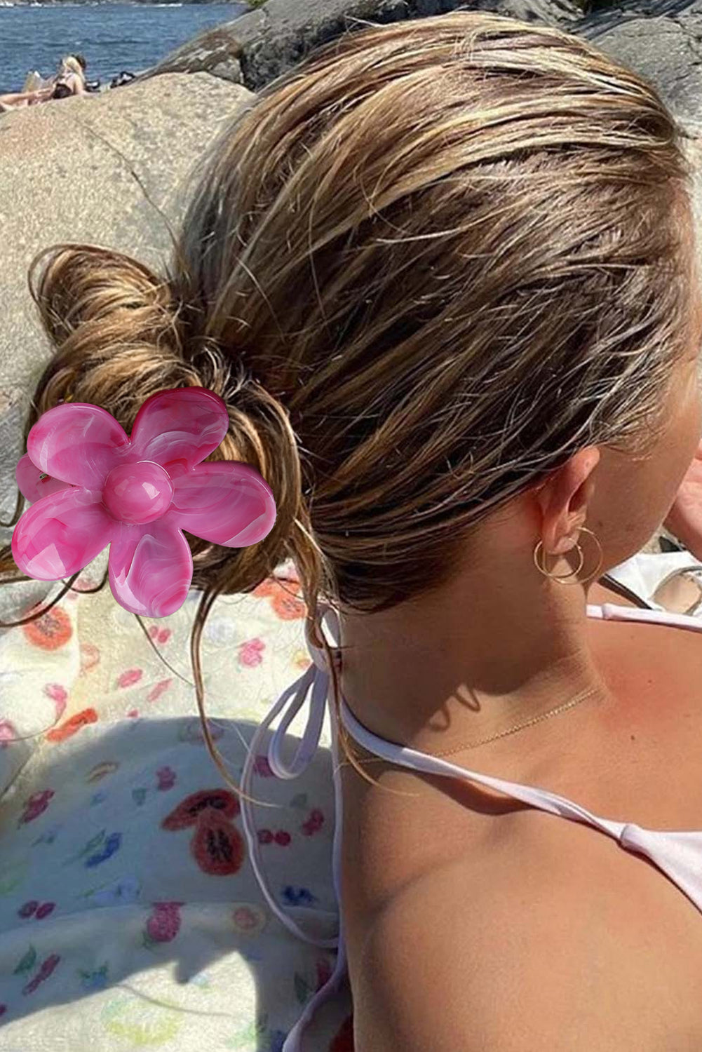 Pince à cheveux en résine en forme de fleur