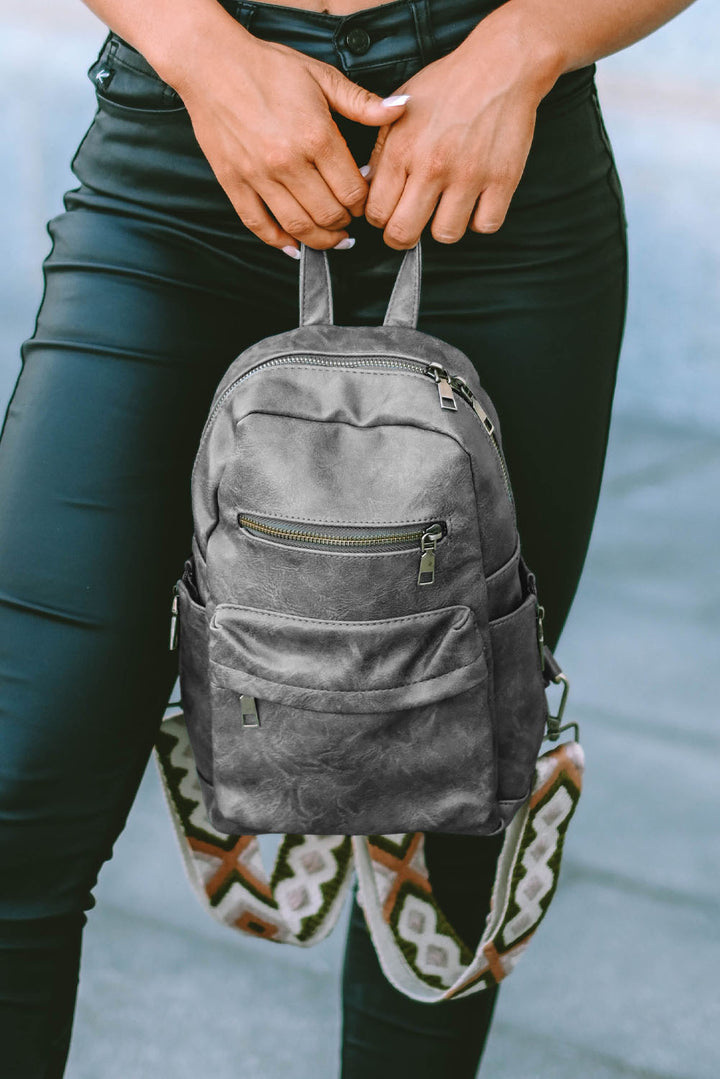 Rucksack aus Kunstleder mit Doppelreißverschluss