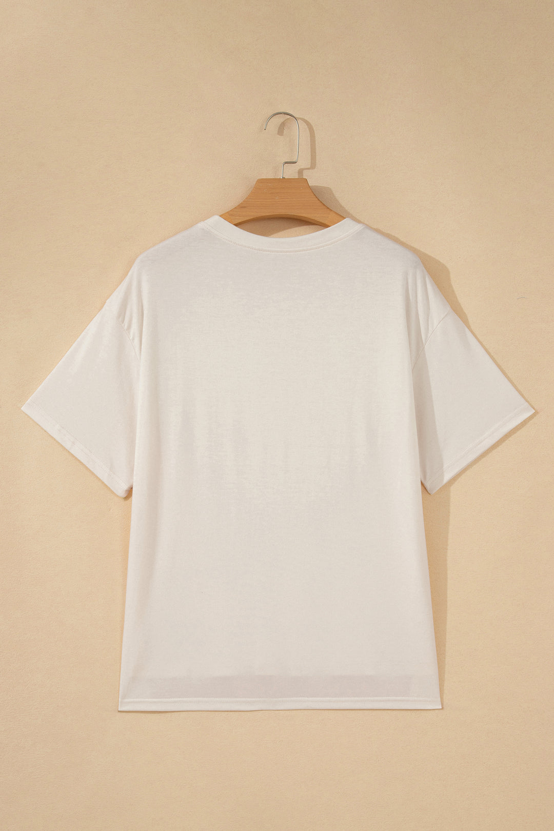 White Loose Knit Vintage Flag Bow Patched T Shirt
