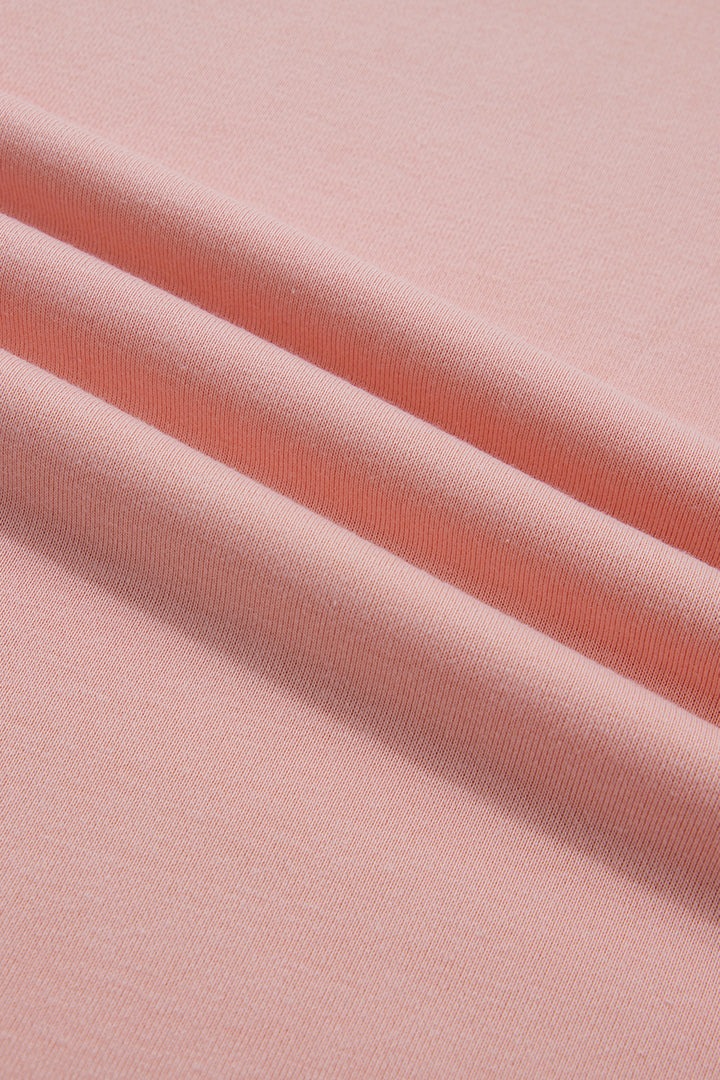 Pink Solid Color High Neck Cap Sleeve Loose Top