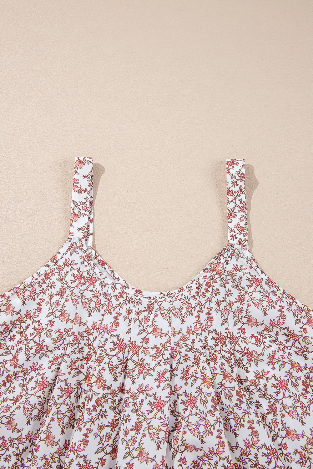 Bohemian Floral Pleated U Neck Vest