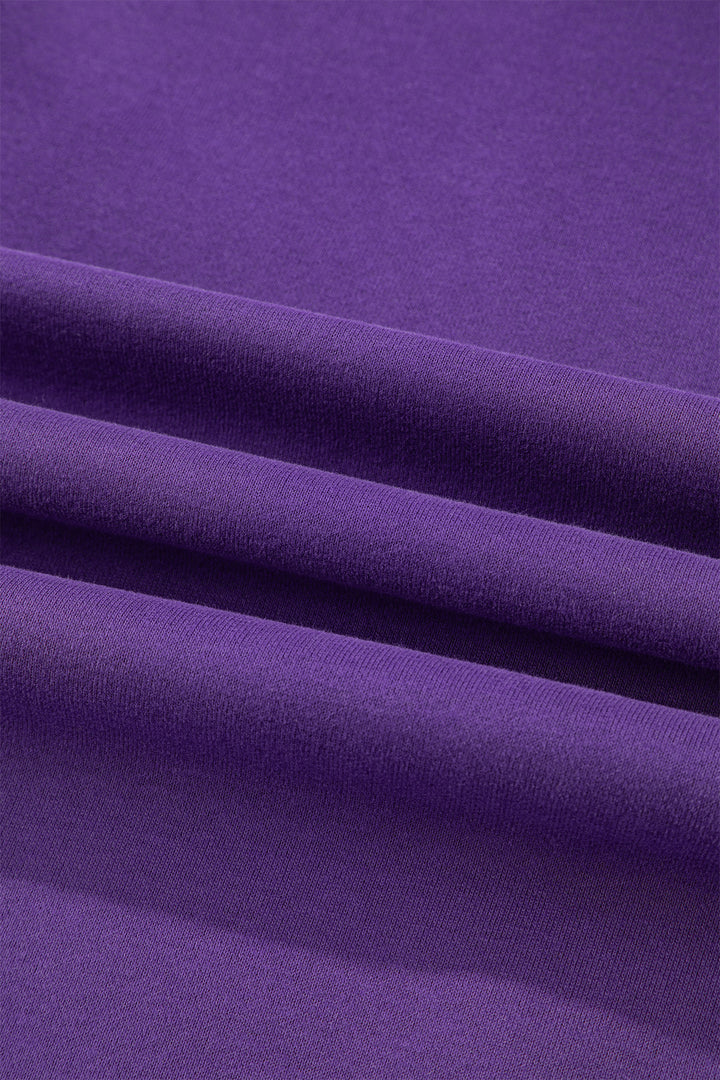 Tillandsia Purple Solid Color Oversized Mock Neck Sweatshirt