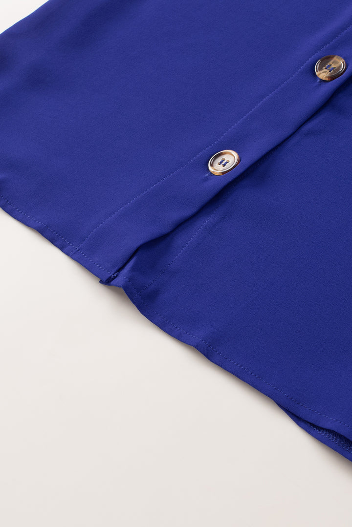 Blue Customizable Solid Color Spaghetti Strap Button Front Tank Top