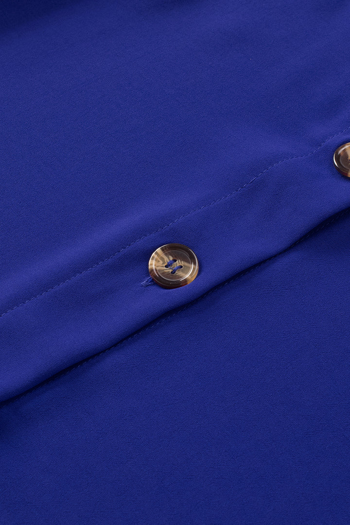 Blue Customizable Solid Color Spaghetti Strap Button Front Tank Top