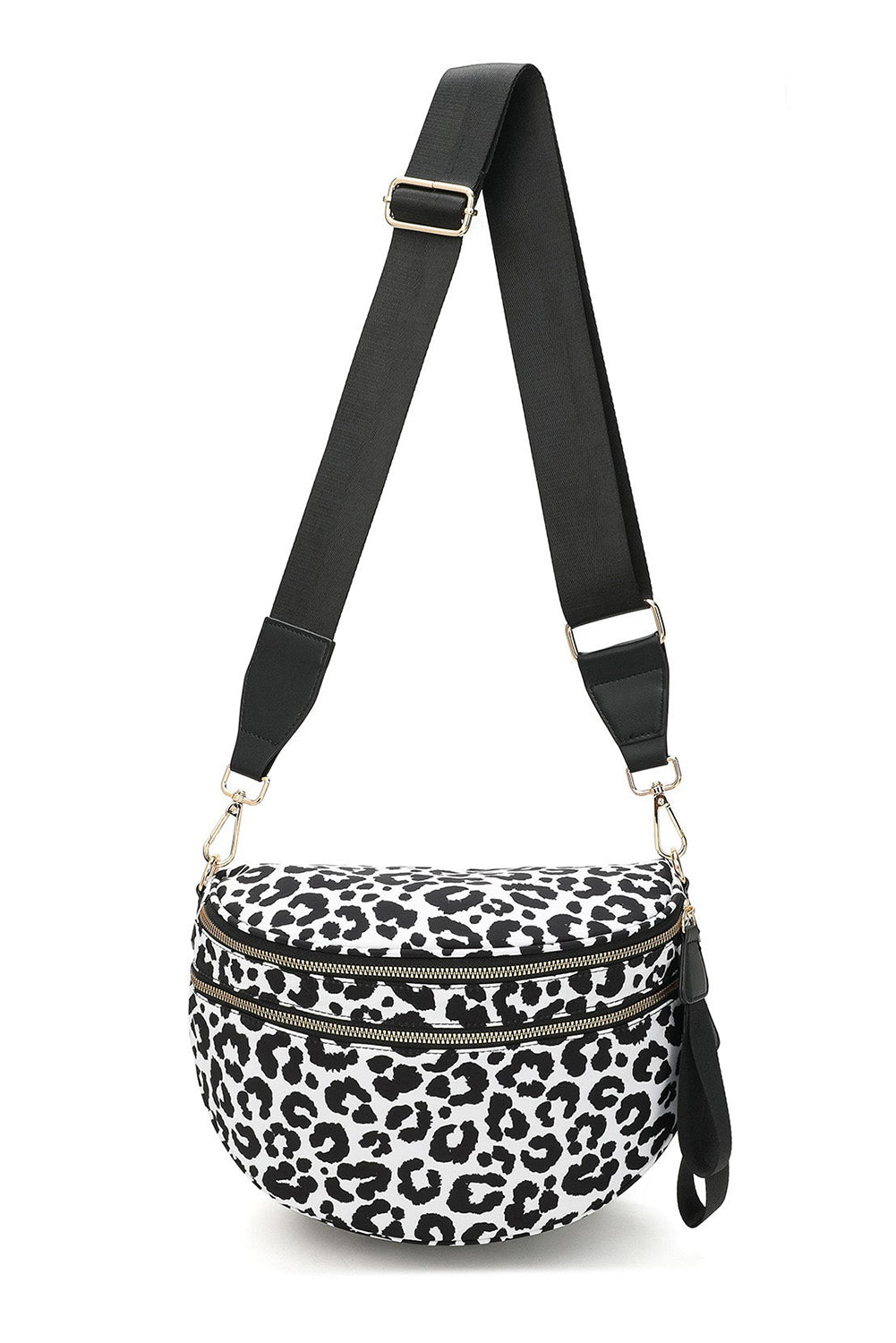 Checkered Print Wide Strap Large Crossbody Bag