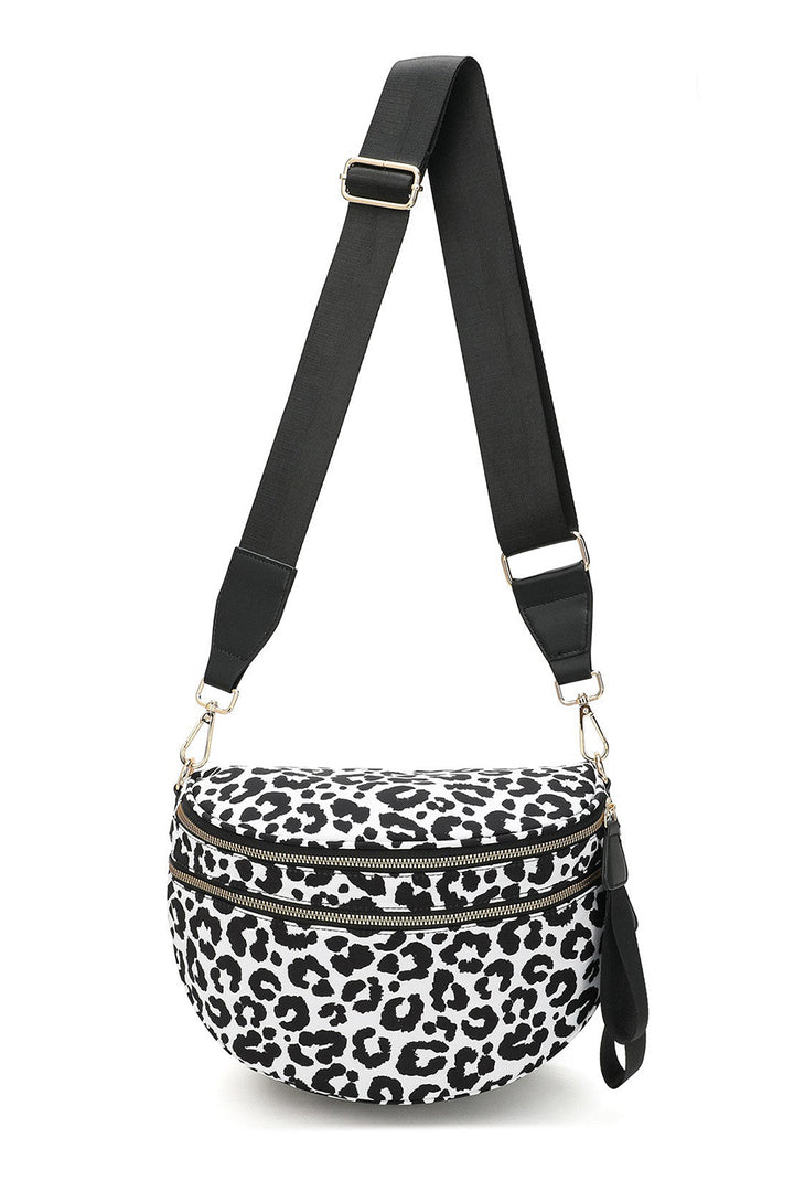 Checkered Print Wide Strap Large Crossbody Bag