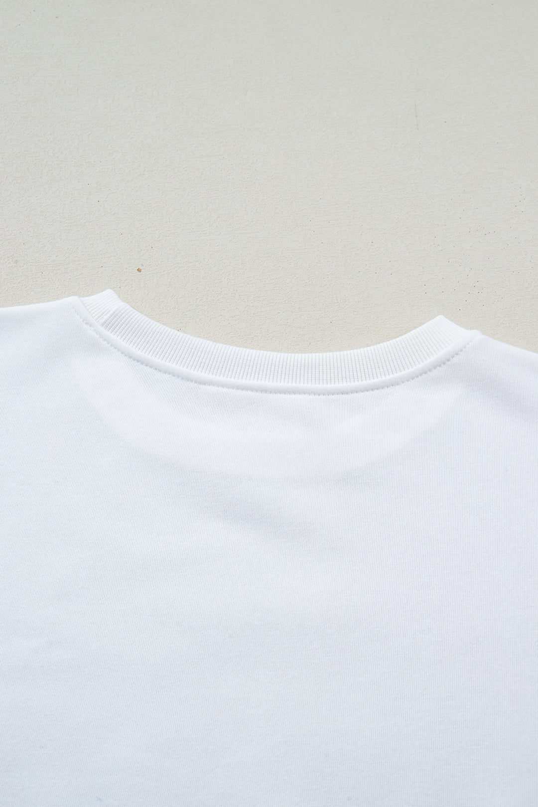 White Solid Color Dropped Shoulder Long Sleeve Top