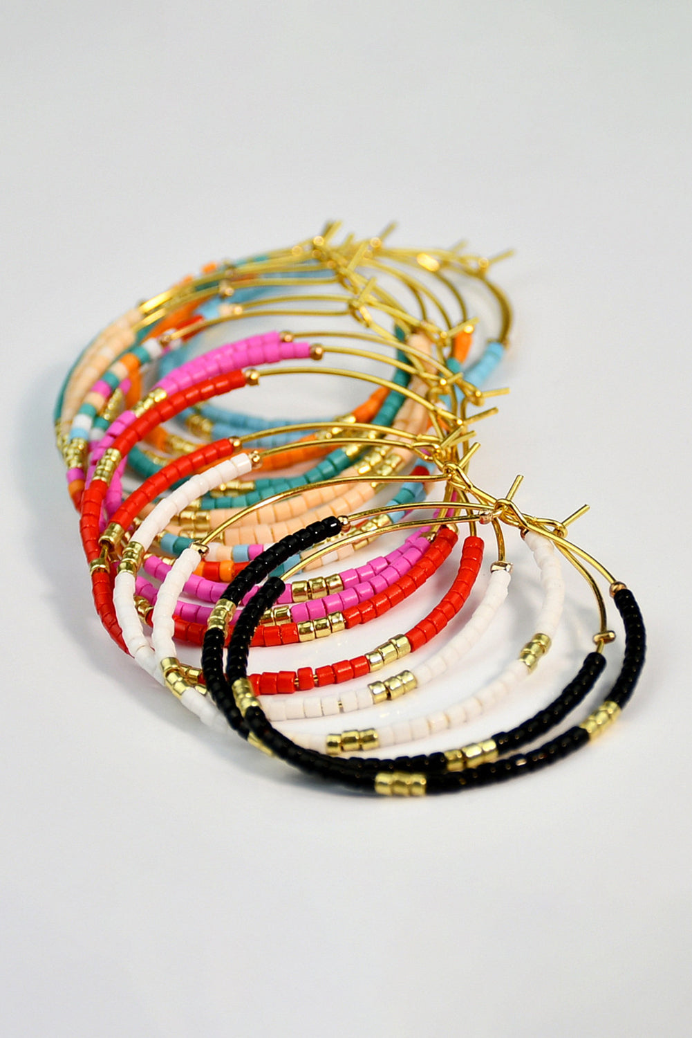 1 Pairs of Rice Beads Gold Plated Alloy Hoop Earrings