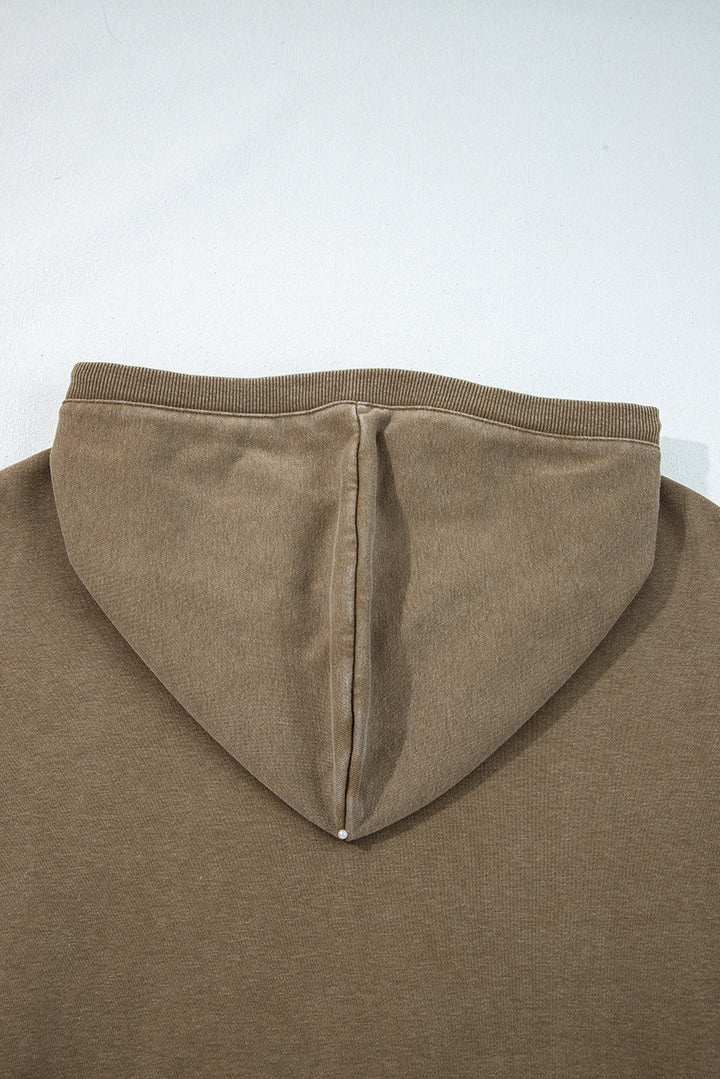 Elmwood Half Zip Kangaroo Pocket Mineral Wash Baggy Hoodie