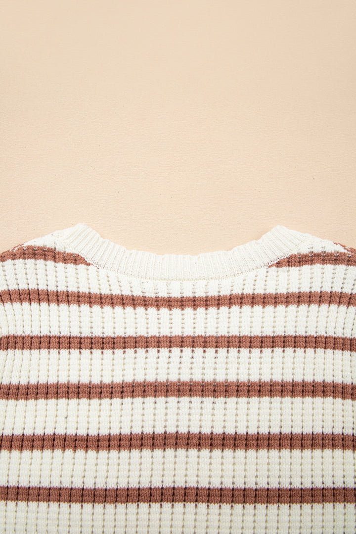 Scalloped Round Neck Short Sleeve Sweater