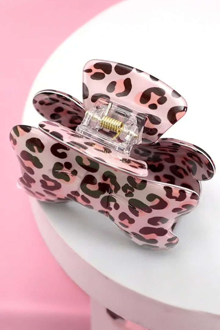 Leopard Print Bowknot Shape Claw Clip