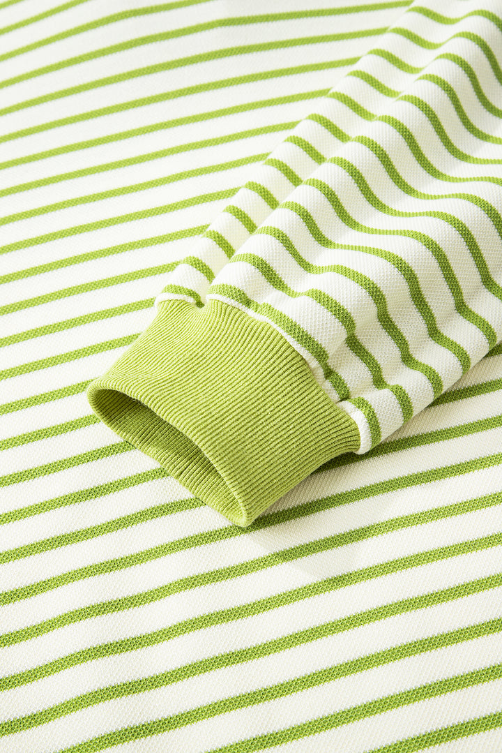 Green Stripe Collared Pullover and Skort 2pcs Outfit