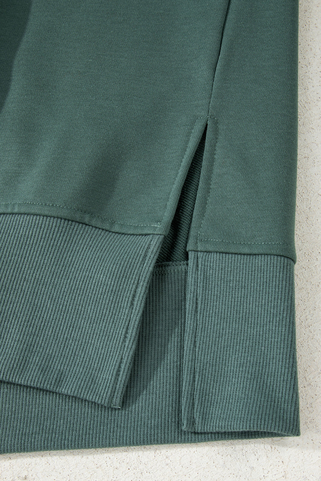 Green Bay Solid Color Oversize Slit Sweatshirt Ribbed Leggings 2pcs Set