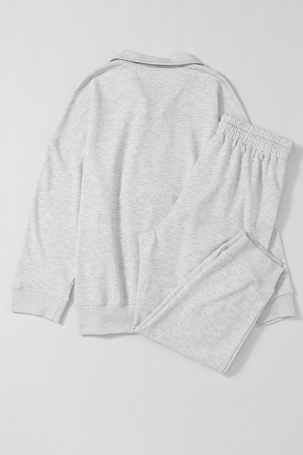 Solid Half Zipped Drawstring High Waist Lounge Set