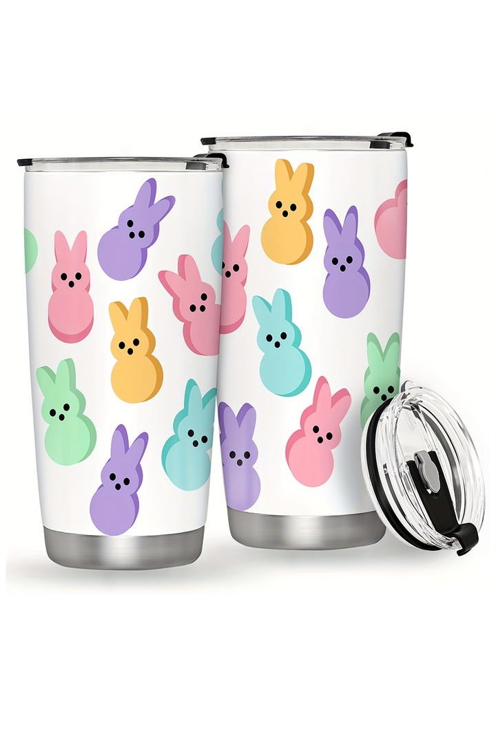 Cute Bunny Printed Stainless Steel Thermal Vacuum Cup 20oz